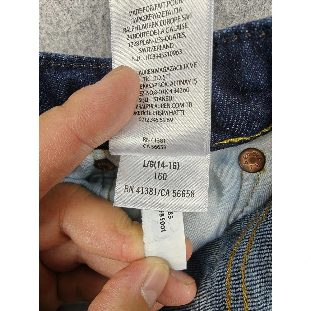 Polo Ralph Lauren Jeans Kids Size 14-16 Blue Hampton Straight Denim Zip Fly